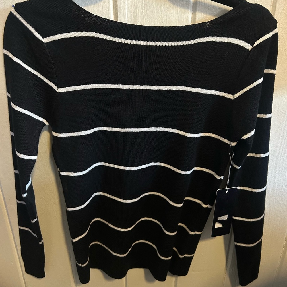 Black and White Striped Women's Sweater